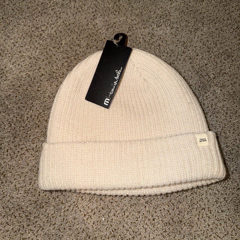 Travis Mathew Cream Knit Beanie